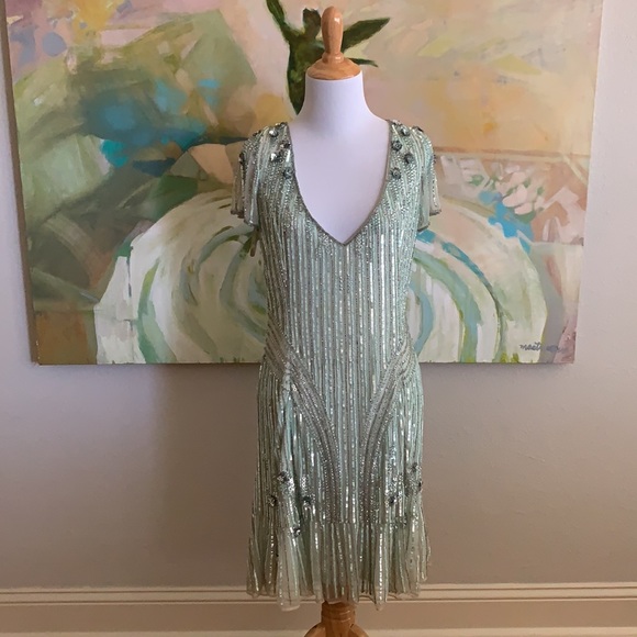 Parker Dresses & Skirts - Parker Sequin Dress Black Label Light Green size 8